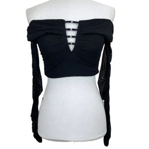 Tiger Mist Budapest Off the Shoulder Crop Top black Medium